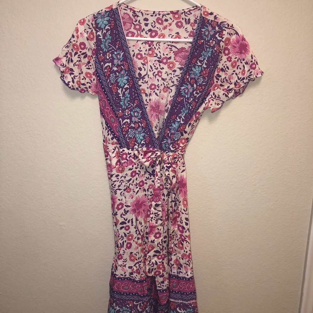 Boho floral wrap dress